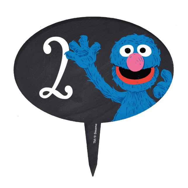 Sesame Street Pals Chalkboard Rainbow 2nd Birthday Cake Topper (Front)