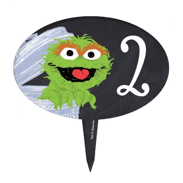 Sesame Street Pals Chalkboard Rainbow 2nd Birthday Cake Topper (Front)