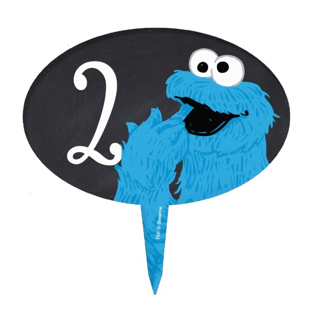 Sesame Street Pals Chalkboard Rainbow 2nd Birthday Cake Topper (Front)