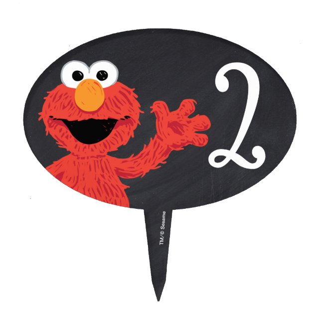Sesame Street Pals Chalkboard Rainbow 2nd Birthday Cake Topper (Front)