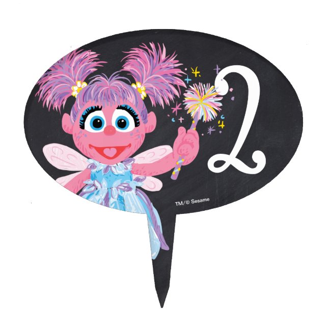 Sesame Street Pals Chalkboard Rainbow 2nd Birthday Cake Topper (Front)