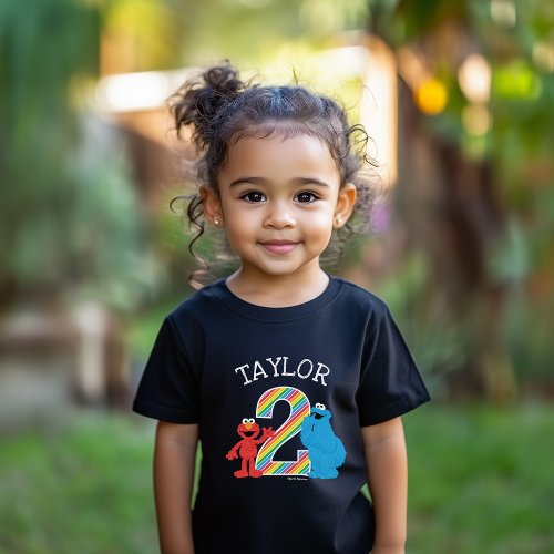 Sesame Street Pals Chalkboard Rainbow 2nd Birthday Toddler T_shirt