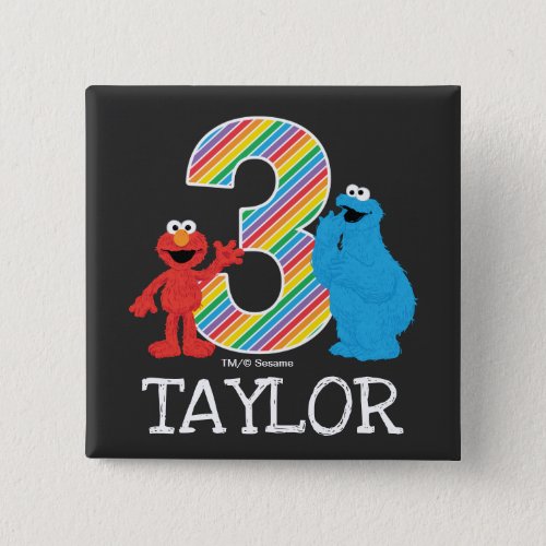 Sesame Street Pals Chalkboard Rainbow 3rd Birthday Button