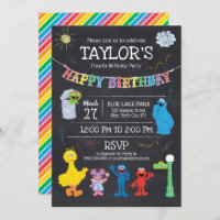 Sesame Street Pals Chalkboard Rainbow 4th Birthday