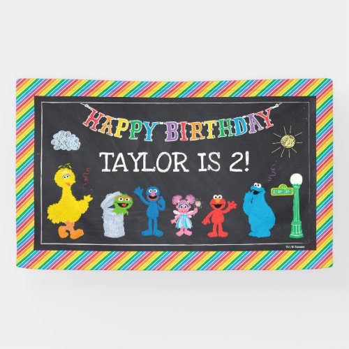 Sesame Street Pals Chalkboard Rainbow Birthday Banner