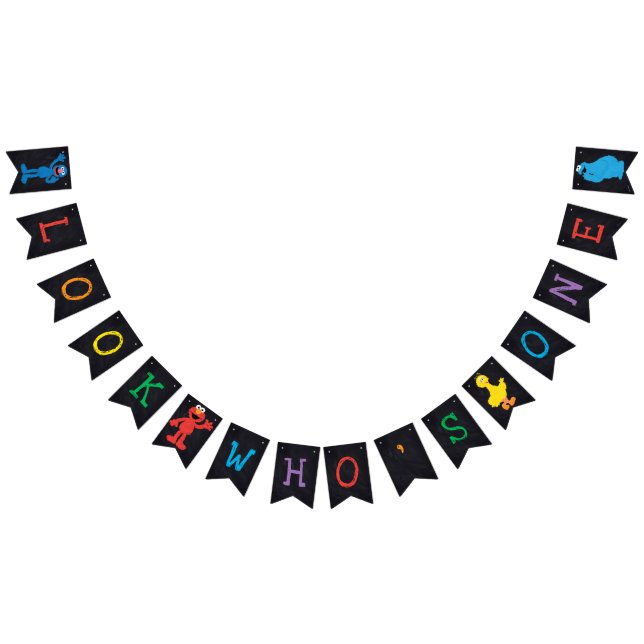 Sesame Street Pals Chalkboard Rainbow Birthday Bunting Flags (All)