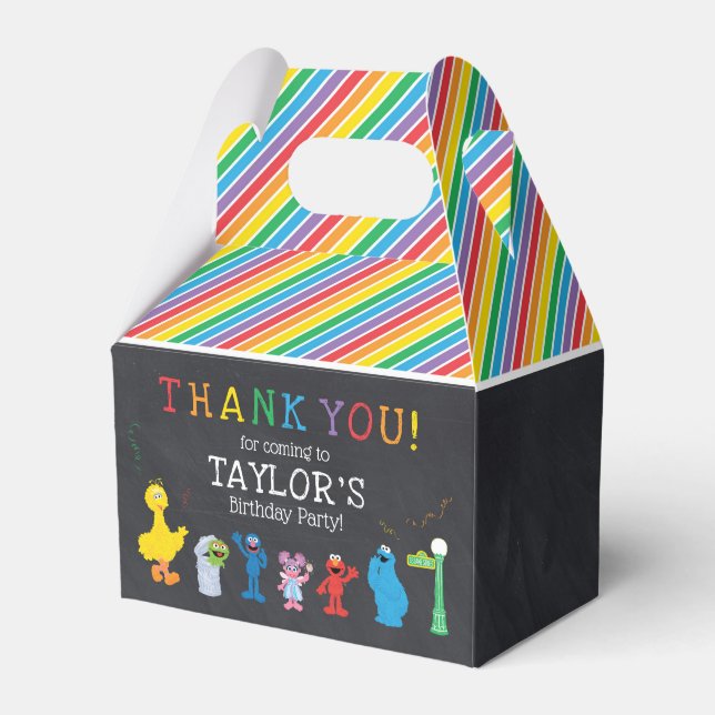 Sesame Street Pals Chalkboard Rainbow Birthday Favor Boxes (Front Side)
