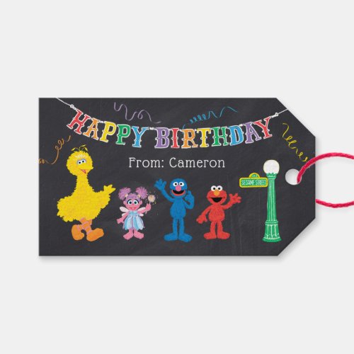Sesame Street Pals Chalkboard Rainbow Birthday Gift Tags