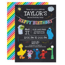 Sesame Street Pals Chalkboard Rainbow Birthday Invitation Sesame Street Pals Chalkboard Rainbow Birthday Invitation