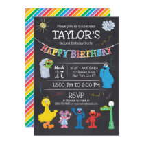 Sesame Street Pals Chalkboard Rainbow Birthday Invitation Sesame Street Pals Chalkboard Rainbow Birthday Invitation