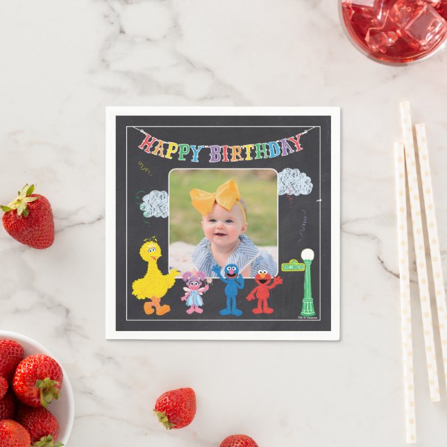 Sesame Street Pals Chalkboard Rainbow Birthday Napkins (Insitu)