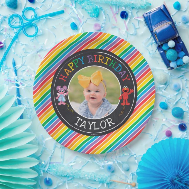 Sesame Street Pals Chalkboard Rainbow Birthday Pap Paper Plates (Party)