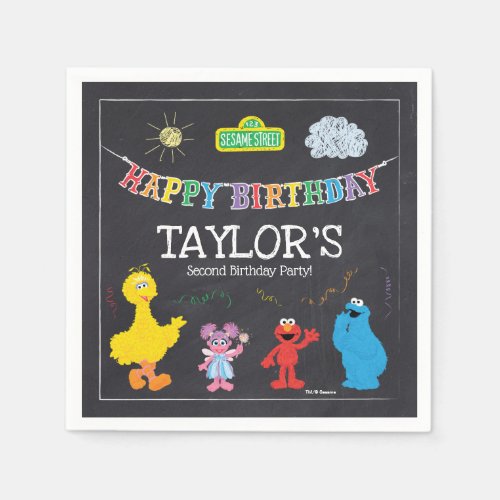 Sesame Street Pals Chalkboard Rainbow Birthday Paper Napkins