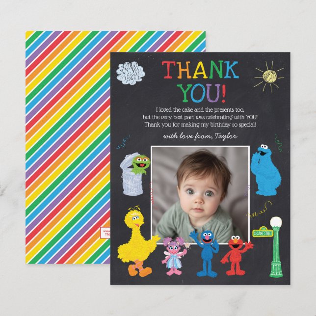 Sesame Street Pals Chalkboard Rainbow Thank You (Front/Back)