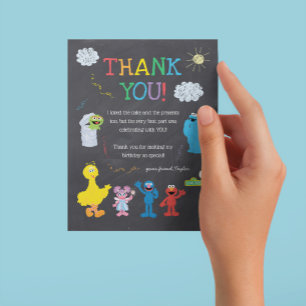 Sesame Street Pals Chalkboard Rainbow Thank You Card