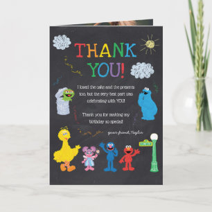 Sesame Street Pals Chalkboard Rainbow Thank You Card
