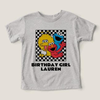 Sesame Street Pals Checkered Birthday Girl Toddler T-shirt