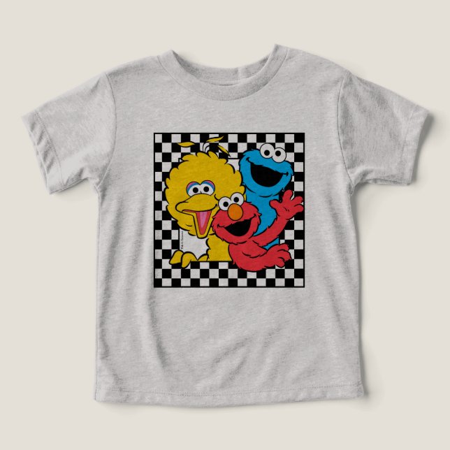 Sesame Street Pals Checkered Toddler T-shirt (Design Front)