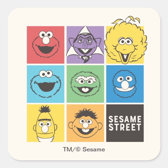 Sesame Street Pals | Color Blocks Square Sticker (Front)