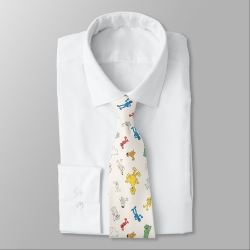Sesame Street Pals  Colorful Vintage Pattern Neck Tie