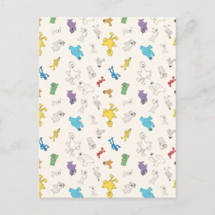 Sesame Street Pals   Colorful Vintage Pattern Postcard