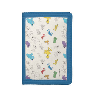 Sesame Street Pals   Colorful Vintage Pattern Tri-fold Wallet