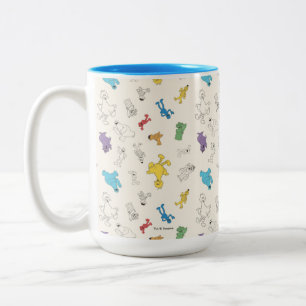 Sesame Street Pals Colorful Vintage Pattern Two-Tone Coffee Mug