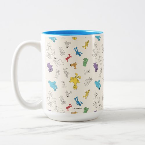 Sesame Street Pals  Colorful Vintage Pattern Two_Tone Coffee Mug