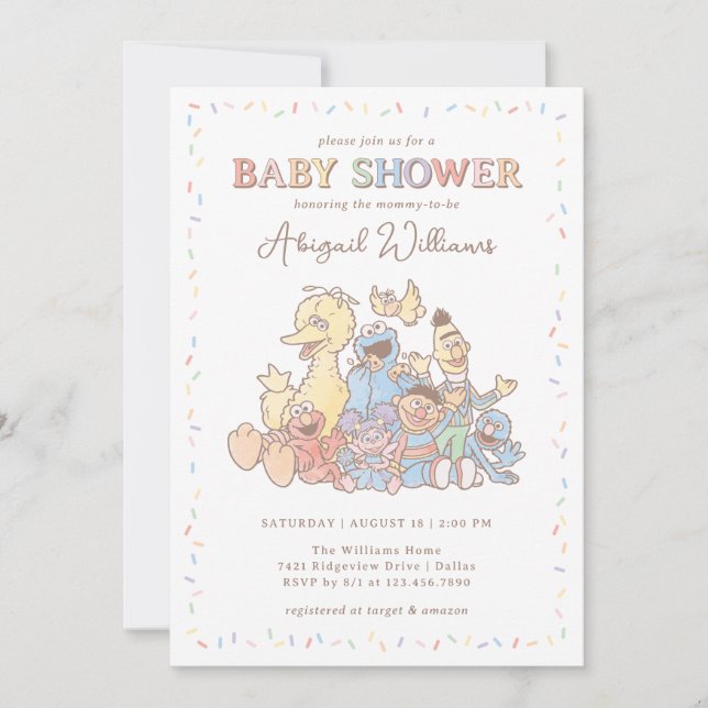 Sesame Street Pals Confetti Baby Shower Invitation (Front)