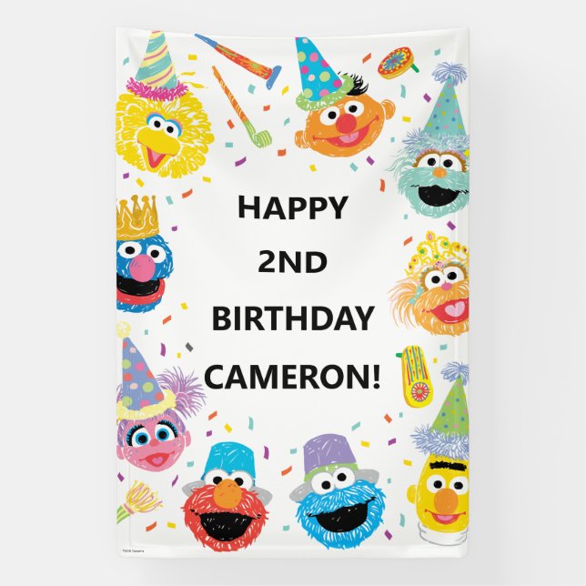 Sesame Street Pals Confetti Birthday Banner (Vertical)