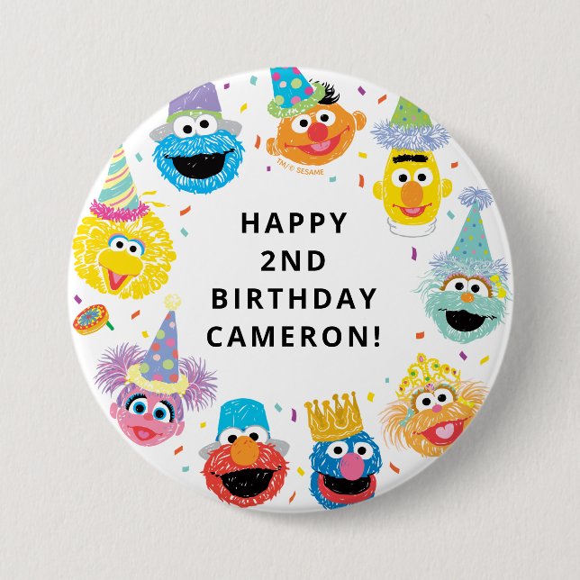 Sesame Street Pals Confetti Birthday Button (Front)