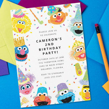 Sesame Street Pals Confetti Birthday Invitation by SesameStreet at Zazzle