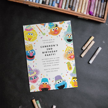 Sesame Street Pals Confetti Birthday Invitation Postcard by SesameStreet at Zazzle