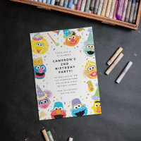 Sesame Street Pals Confetti Birthday Invitation