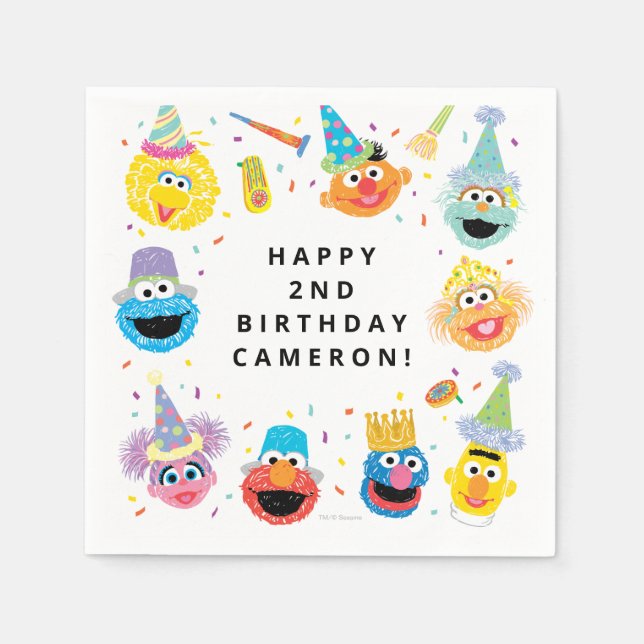 Sesame Street Pals Confetti Birthday Napkins (Front)