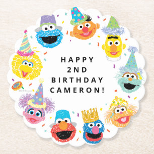 Sesame Street Pals Confetti Birthday Paper Coaster