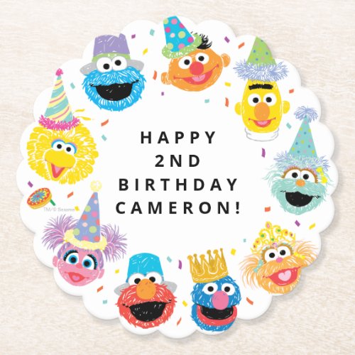 Sesame Street Pals Confetti Birthday Paper Coaster