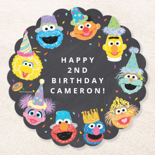 Sesame Street Pals Confetti Birthday Paper Coaster