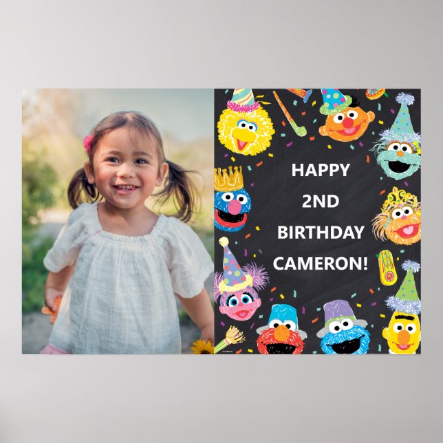 Sesame Street Pals Confetti Birthday Photo Poster (Front)