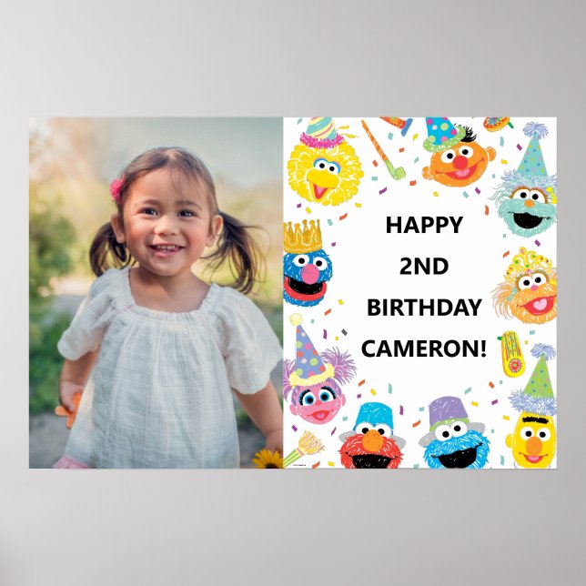 Sesame Street Pals Confetti Birthday Photo Poster (Front)