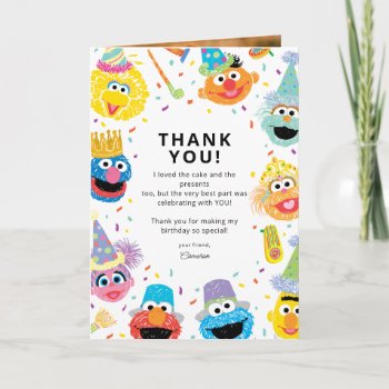 Sesame Street Pals Confetti Birthday Thank You Card by SesameStreet at Zazzle