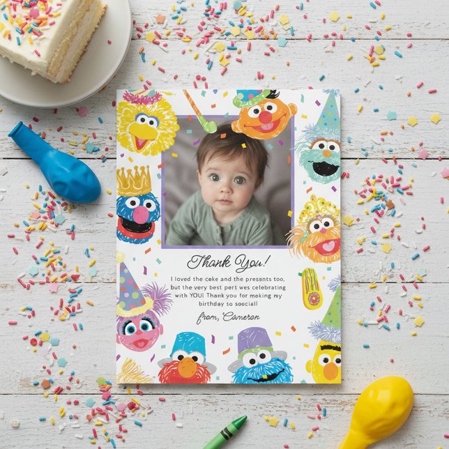 Sesame Street Pals Confetti Birthday Thank You Card (Creator Uploaded)
