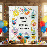 Sesame Street Pals Confetti Birthday Welcome Tapestry<br><div class="desc">Transform your venue into a sunny celebration with this vibrant, personalized backdrop featuring the beloved cast of Sesame Street! With Elmo, Big Bird, Cookie Monster, and friends all decked out in festive party hats and surrounded by colorful confetti, this eye-catching decoration serves as the perfect centerpiece for photos and a...</div>