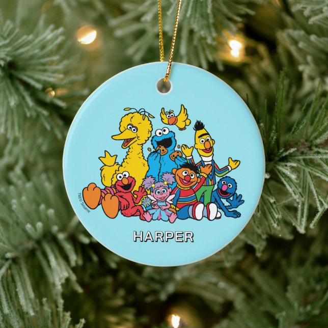 Sesame Street Pals | Customized Name & Photo Ceramic Ornament (Tree)