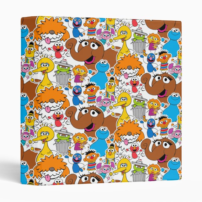 Sesame Street Pals Doodley Pattern 3 Ring Binder (Front/Spine)