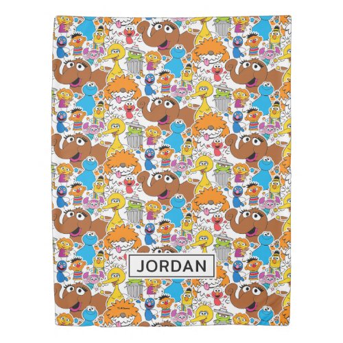 Sesame Street Pals Doodley Pattern  Add Your Name Duvet Cover