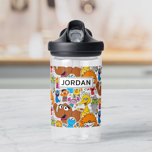 Sesame Street Pals Doodley Pattern  Add Your Name Water Bottle