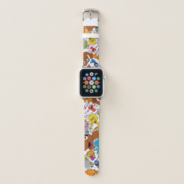 Sesame Street Pals Doodley Pattern Apple Watch Band (Front)