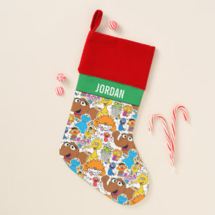 Sesame Street Pals Doodley Pattern Christmas Stocking