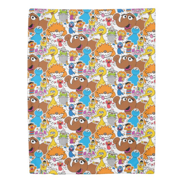 Sesame Street Pals Doodley Pattern Duvet Cover (Front)